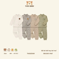 TINN BABY - BỘ NỈ CỔ 3P THÊU NGỰC CHO BÉ