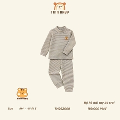 TINN BABY - BỘ NỈ CỔ 3P THÊU NGỰC CHO BÉ
