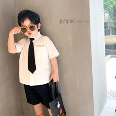 SET SƠ MI CỘC TAY KÈM CÀ VẠT CHO BÉ