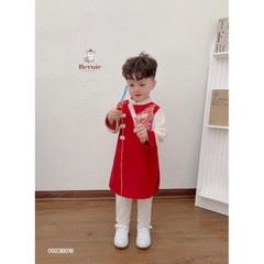 ÁO DÀI NHUNG TĂM VAI RỒNG CÚC TÀU CHO BÉ
