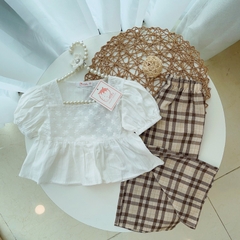 SET BỘ BABY DOLL QUẦN SUÔNG KẺ CHO BÉ