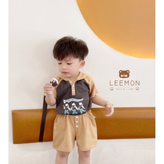BỘ RAGLAN PHỐI MŨ IN GẤU CHO BÉ