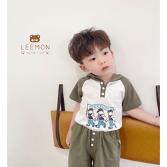 BỘ RAGLAN PHỐI MŨ IN GẤU CHO BÉ