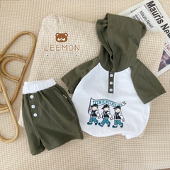 BỘ RAGLAN PHỐI MŨ IN GẤU CHO BÉ