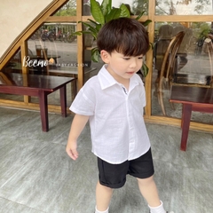 ÁO SƠ MI TRẮNG CỘC TAY BEEMO CHO BÉ
