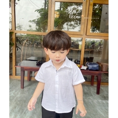 ÁO SƠ MI TRẮNG CỘC TAY BEEMO CHO BÉ