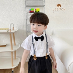 SET BỘ SƠ MI CÔNG TỬ PHỐI ĐAI CHO BÉ