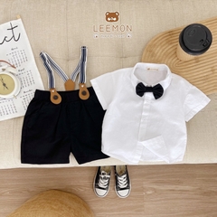 SET BỘ SƠ MI CÔNG TỬ PHỐI ĐAI CHO BÉ