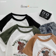 ÁO CỘC TAY RAGLAN IN HÌNH GẤU