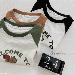 ÁO CỘC TAY RAGLAN IN HÌNH GẤU