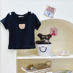 ÁO CỘC TAY COTTON XƯỢC THÊU HÌNH GẤU