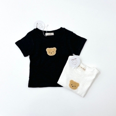 ÁO CỘC TAY COTTON XƯỢC THÊU HÌNH GẤU