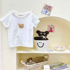 ÁO CỘC TAY COTTON XƯỢC THÊU HÌNH GẤU