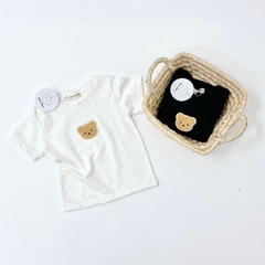 ÁO CỘC TAY COTTON XƯỢC THÊU HÌNH GẤU