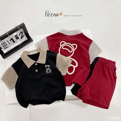 SET BỘ POLO CỘC TAY BEEMO IN GẤU