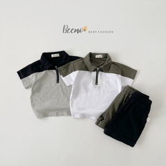 BỘ POLO PHỐI KHOÁ CỘC TAY CHO BÉ