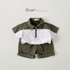 BỘ POLO PHỐI KHOÁ CỘC TAY CHO BÉ