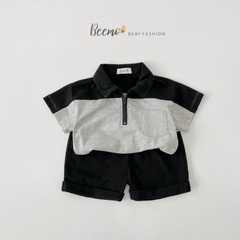 BỘ POLO PHỐI KHOÁ CỘC TAY CHO BÉ