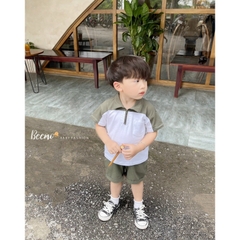BỘ POLO PHỐI KHOÁ CỘC TAY CHO BÉ