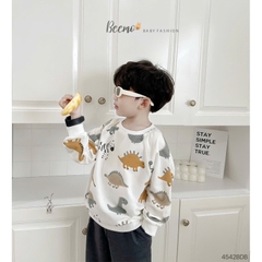 BỘ NỈ DA CÁ DÀI TAY IN HÌNH KL CHO BÉ