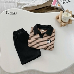 SET POLO KẺ NÂU THÊU MICKEY