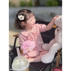 SET BỘ MẸ VÀ BÉ XÔ MUSLIN HỒNG CHẤM BI