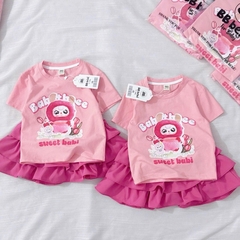 SET ÁO MIX CHÂN VÁY TẦNG HỒNG ĐẬM
