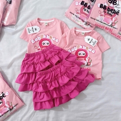 SET ÁO MIX CHÂN VÁY TẦNG HỒNG ĐẬM