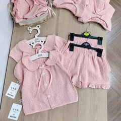 SET BỘ MẸ VÀ BÉ XÔ MUSLIN HỒNG CHẤM BI