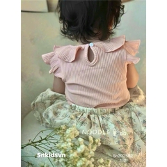 SET ÁO THUN GÂN HỒNG CAM MIX CHÂN VÁY HOA