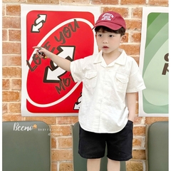 SET BỘ SƠ MI TRẮNG CỔ VE PHỐI TÚI NGỰC