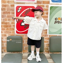 SET BỘ SƠ MI TRẮNG CỔ VE PHỐI TÚI NGỰC