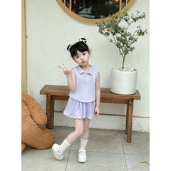 BỘ POLO TRƠN SÁT NÁCH MIX CHÂN VÁY CHO BÉ