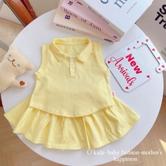 BỘ POLO TRƠN SÁT NÁCH MIX CHÂN VÁY CHO BÉ