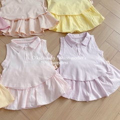 BỘ POLO TRƠN SÁT NÁCH MIX CHÂN VÁY CHO BÉ