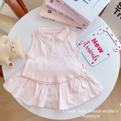 BỘ POLO TRƠN SÁT NÁCH MIX CHÂN VÁY CHO BÉ