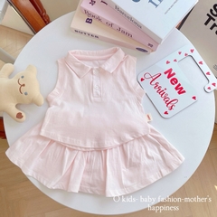 BỘ POLO TRƠN SÁT NÁCH MIX CHÂN VÁY CHO BÉ
