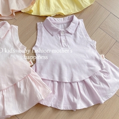 BỘ POLO TRƠN SÁT NÁCH MIX CHÂN VÁY CHO BÉ