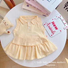 BỘ POLO TRƠN SÁT NÁCH MIX CHÂN VÁY CHO BÉ