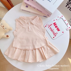 BỘ POLO TRƠN SÁT NÁCH MIX CHÂN VÁY CHO BÉ