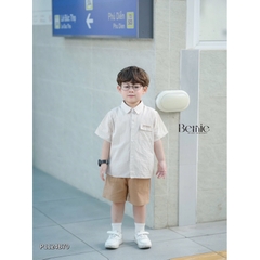 SET SƠ MI KẺ TÚI NGỰC THÊU CHỮ CHO BÉ