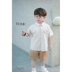 SET SƠ MI KẺ TÚI NGỰC THÊU CHỮ CHO BÉ