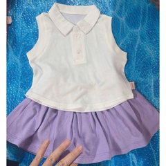 BỘ POLO TRƠN SÁT NÁCH MIX CHÂN VÁY CHO BÉ