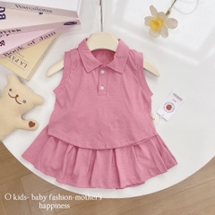 BỘ POLO TRƠN SÁT NÁCH MIX CHÂN VÁY CHO BÉ