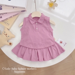 BỘ POLO TRƠN SÁT NÁCH MIX CHÂN VÁY CHO BÉ