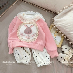 BỘ NỈ 2 DA THỎ HỒNG CHO BÉ