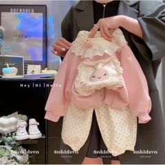 BỘ NỈ 2 DA THỎ HỒNG CHO BÉ