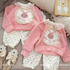 BỘ NỈ 2 DA THỎ HỒNG CHO BÉ