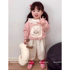 BỘ NỈ 2 DA THỎ HỒNG CHO BÉ