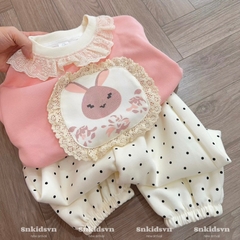 BỘ NỈ 2 DA THỎ HỒNG CHO BÉ
